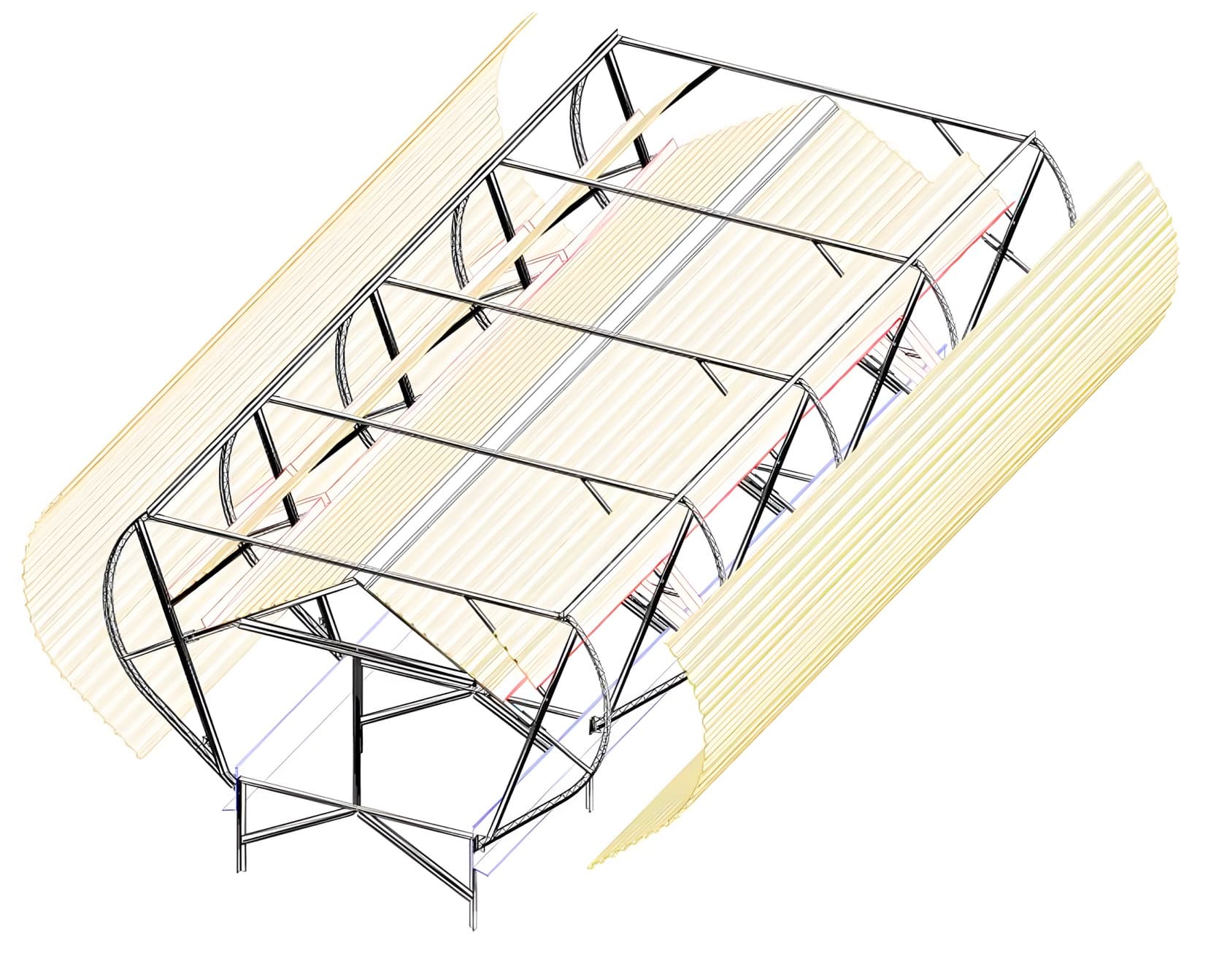 Vista isométrica de un sistema Magnavalve blanco para una industria